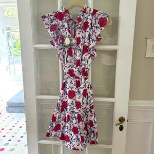 NWT Oliphant Women's Flirty Ruffle Hem Poppy Raspberry Dress, Size Small